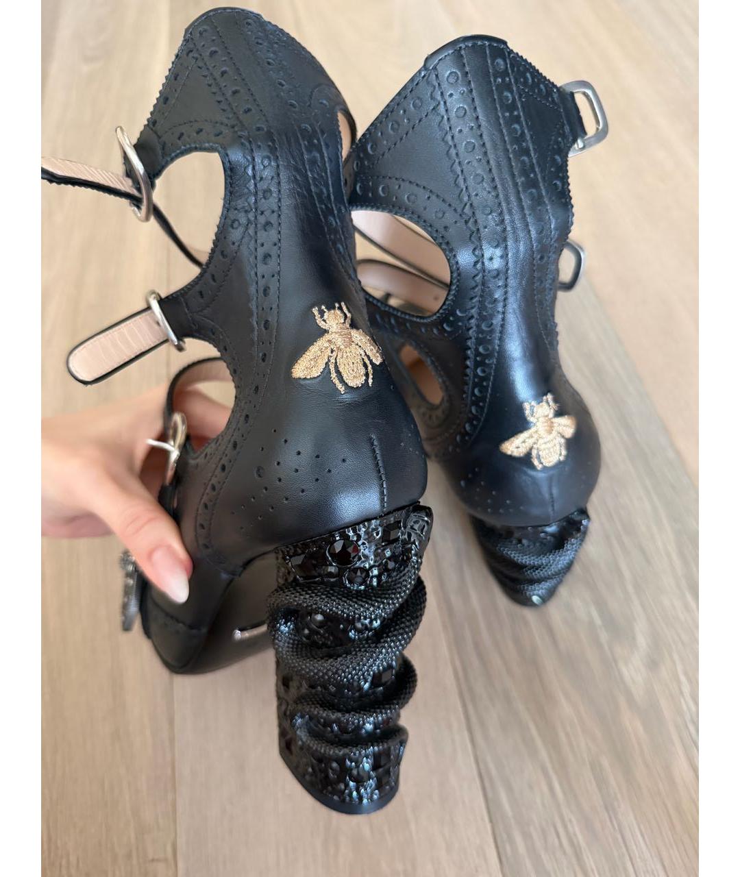 GUCCI Черные кожаные туфли, фото 3