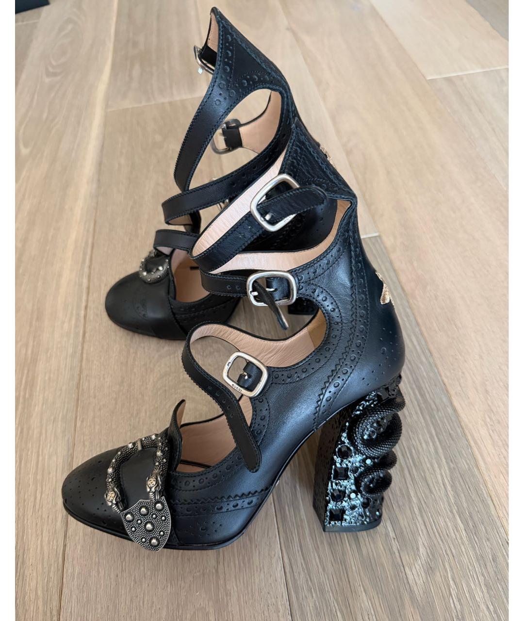 GUCCI Черные кожаные туфли, фото 5