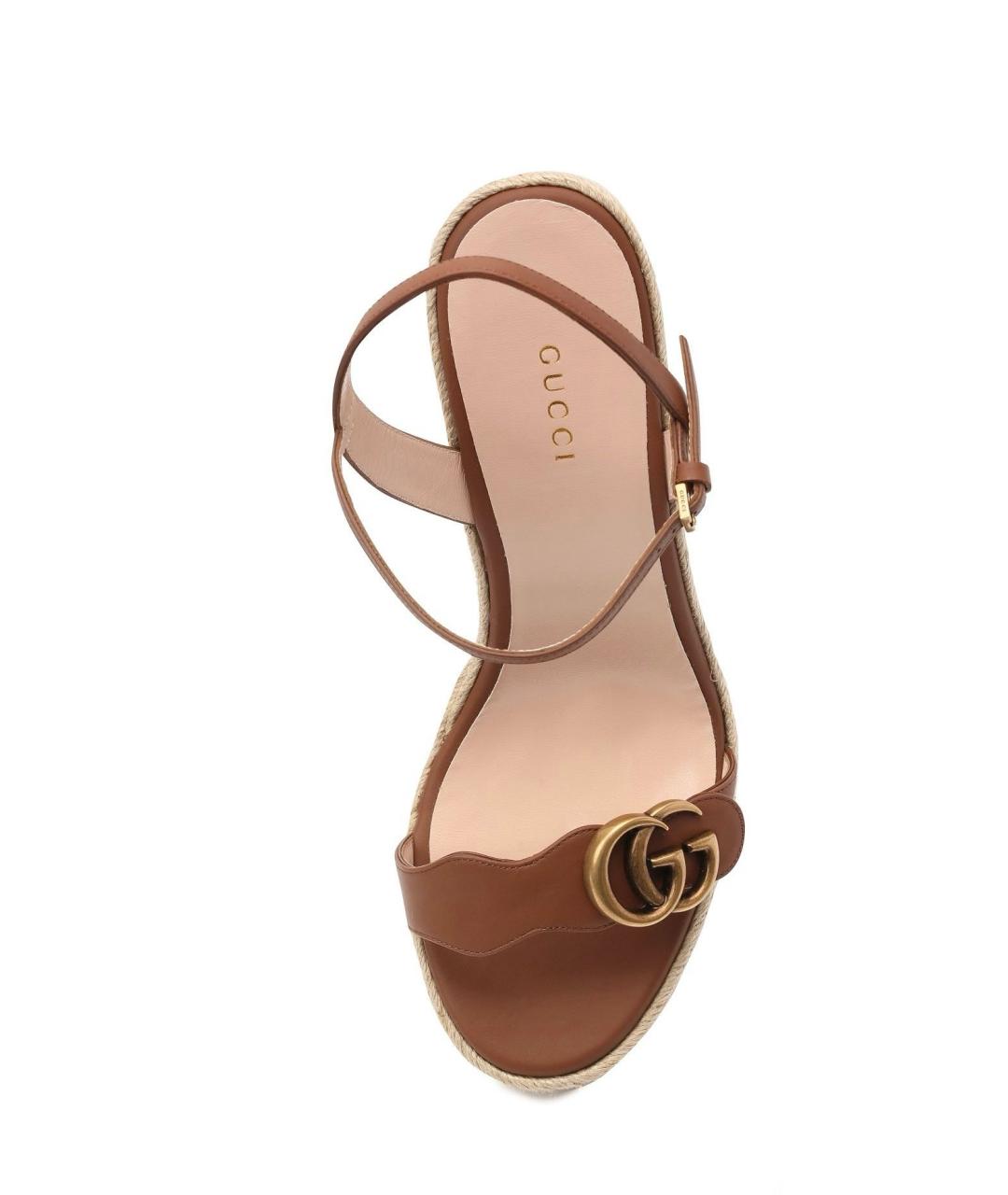 GUCCI Коричневые кожаные босоножки, фото 3