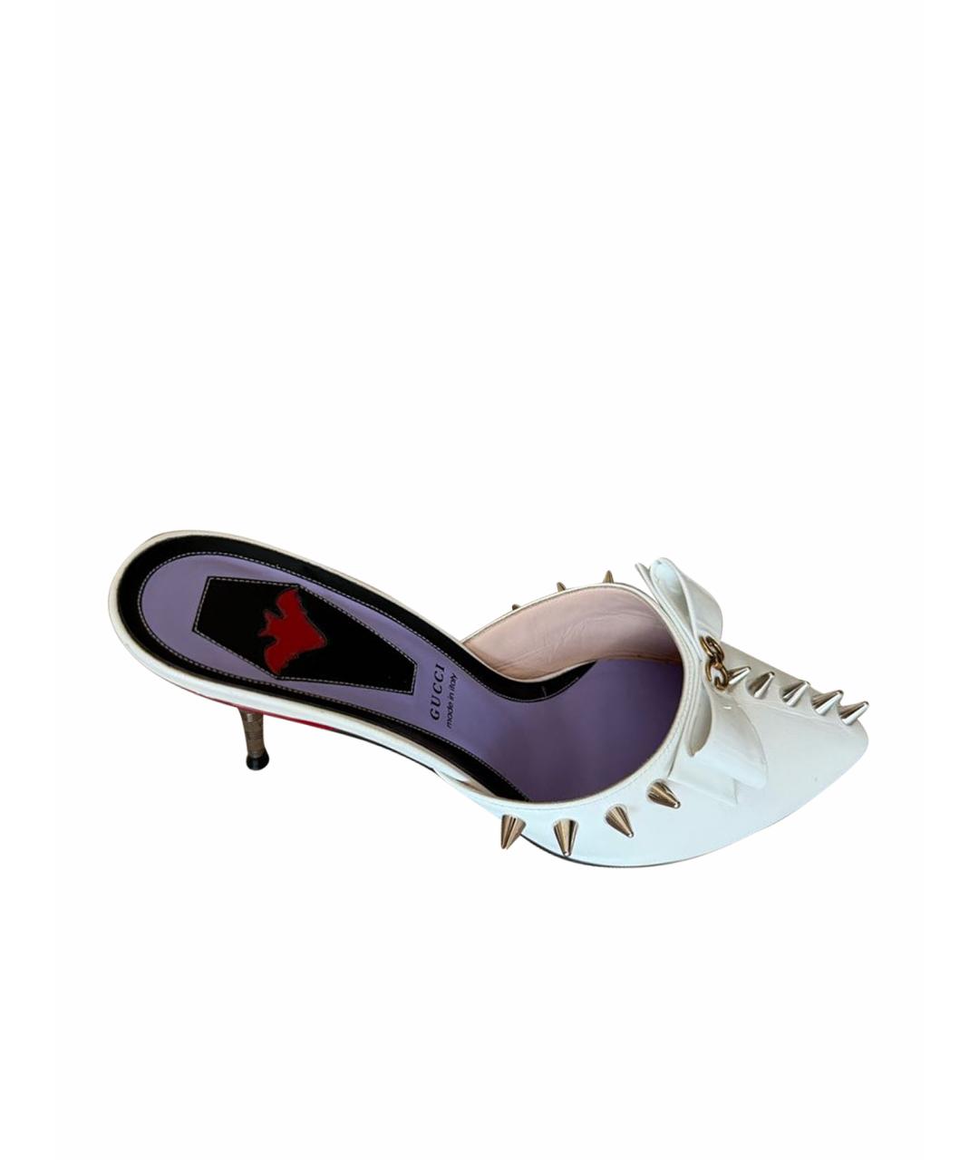 GUCCI Белые кожаные мюли, фото 1