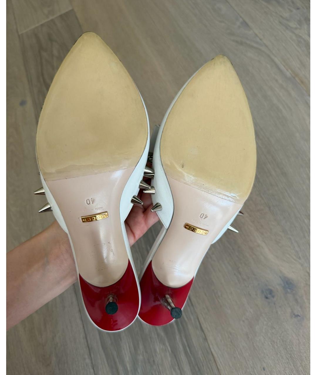 GUCCI Белые кожаные мюли, фото 3