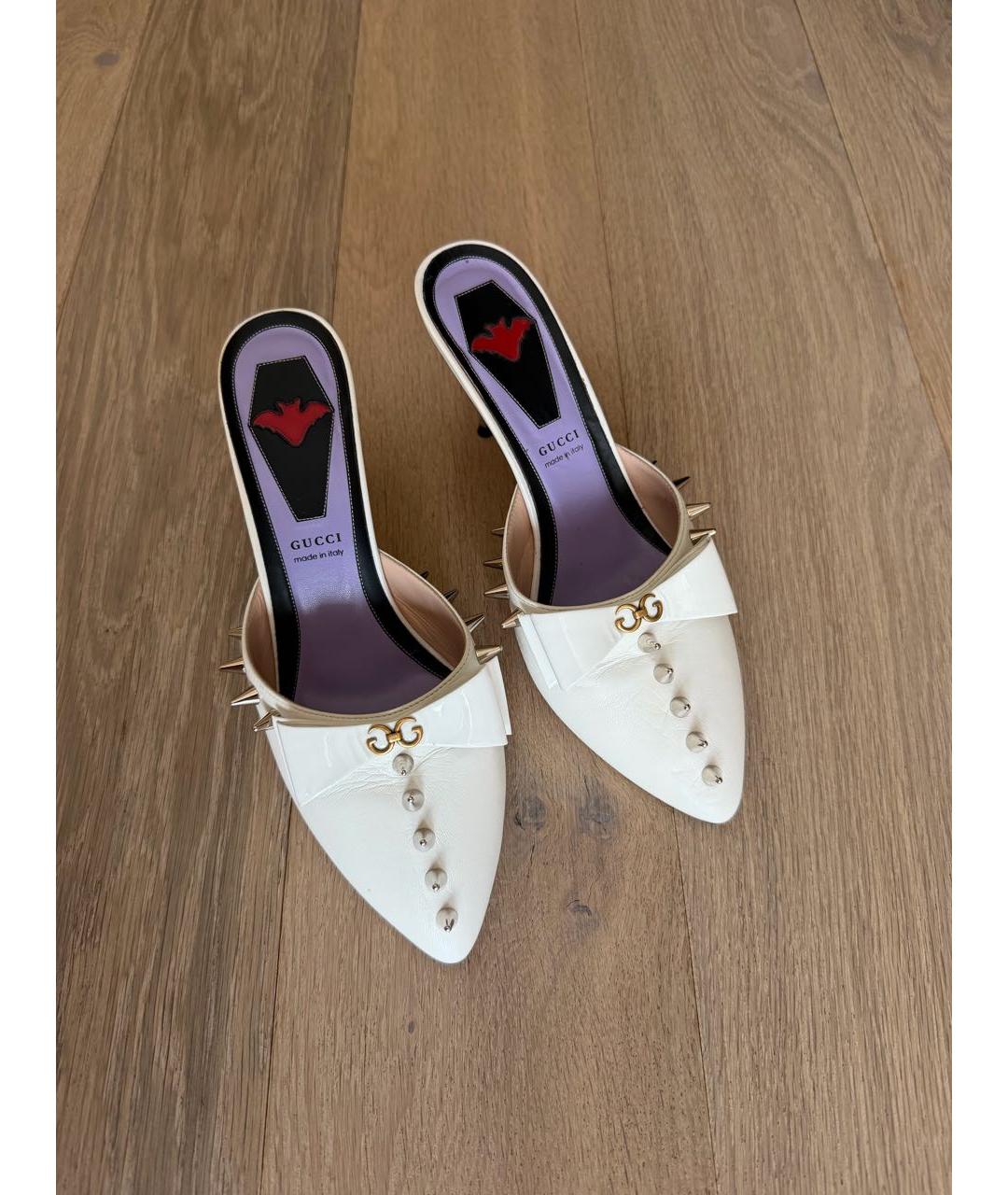 GUCCI Белые кожаные мюли, фото 2