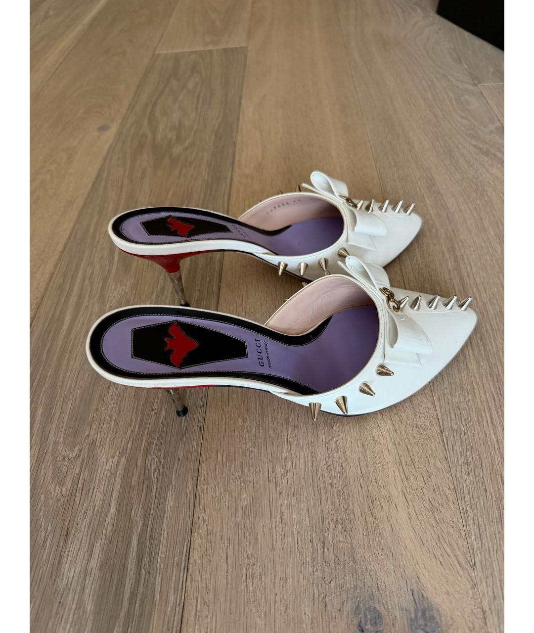 GUCCI Белые кожаные мюли, фото 4