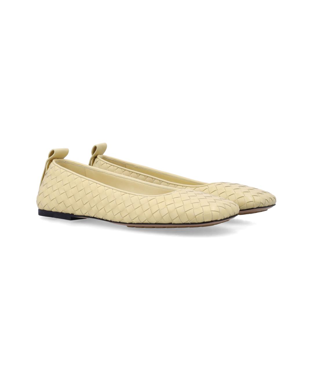 BOTTEGA VENETA Желтые кожаные балетки, фото 2