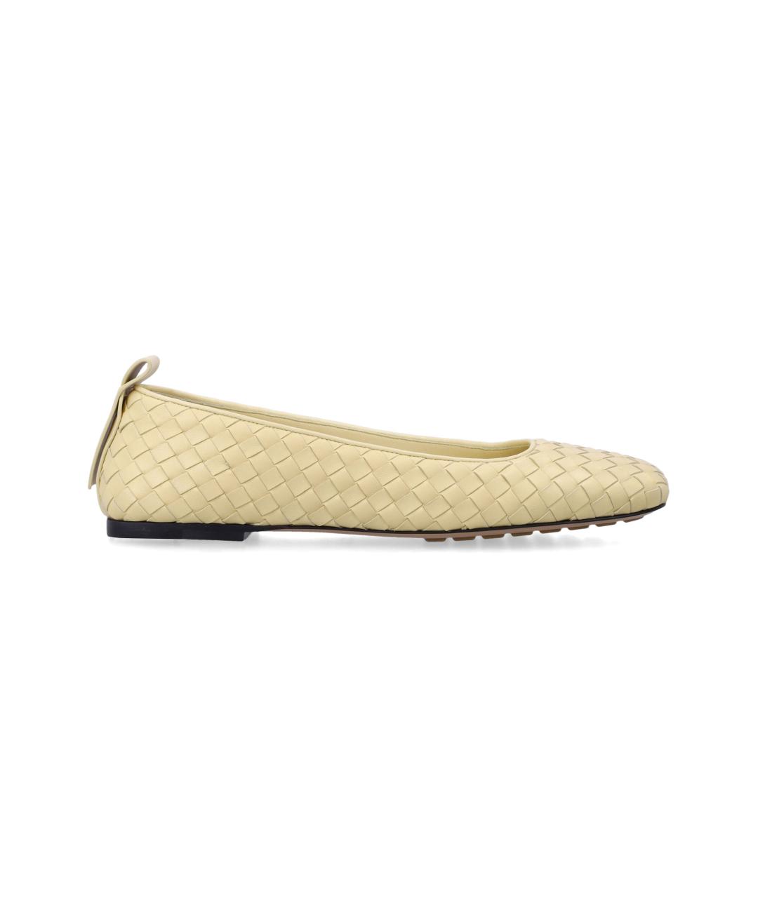 BOTTEGA VENETA Желтые кожаные балетки, фото 1