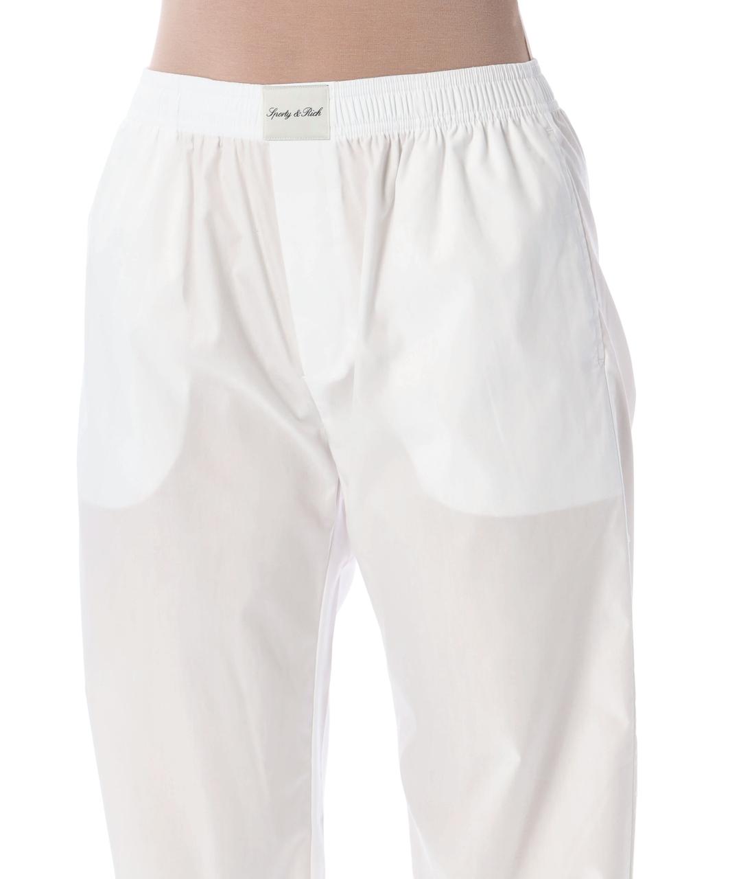 SPORTY AND RICH Белые хлопковые прямые брюки, фото 3