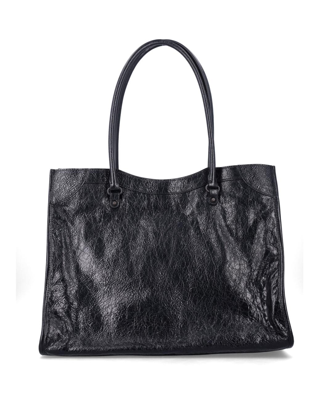BALENCIAGA Черная кожаная сумка тоут, фото 3