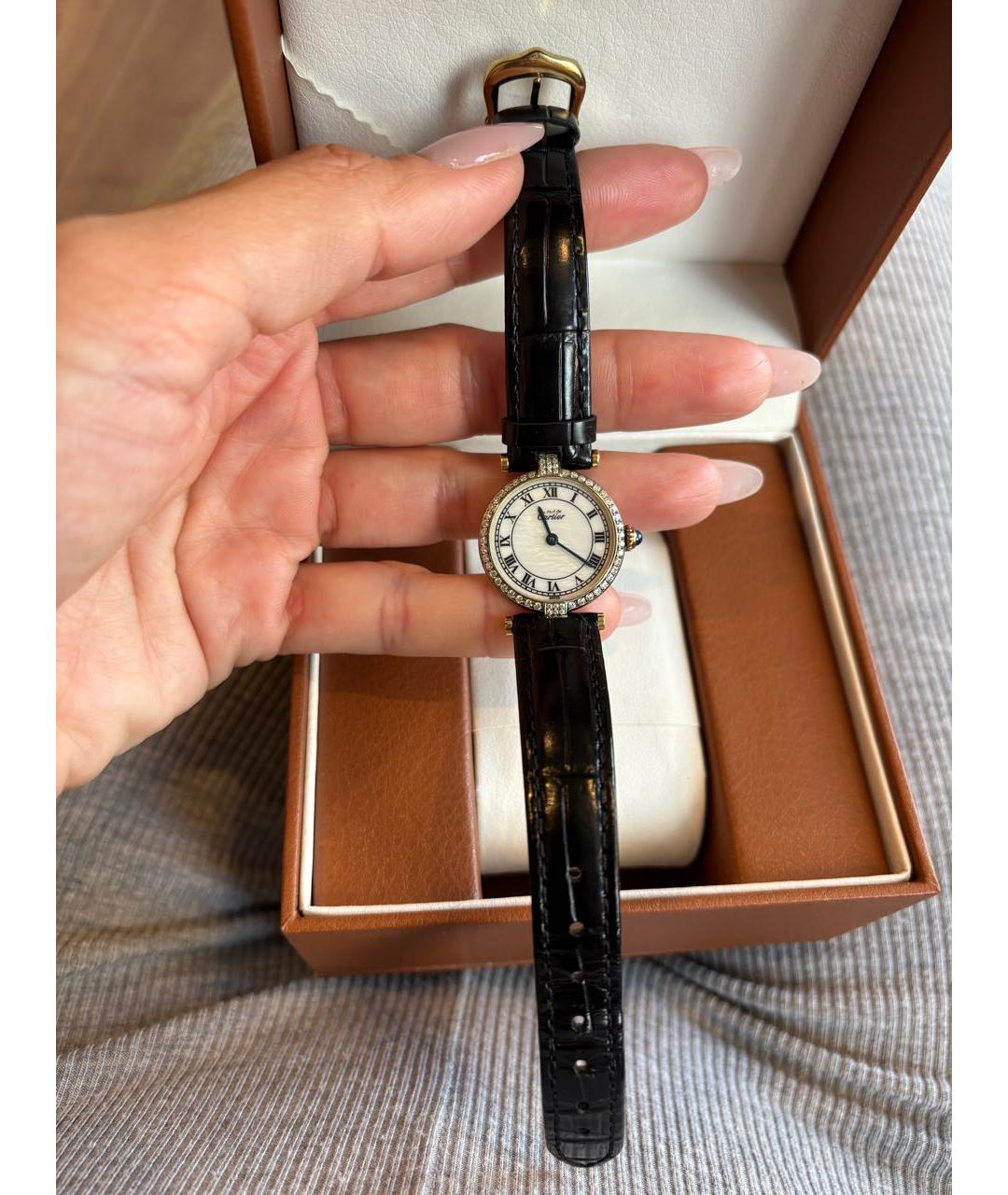 CARTIER Черные кожаные часы, фото 9