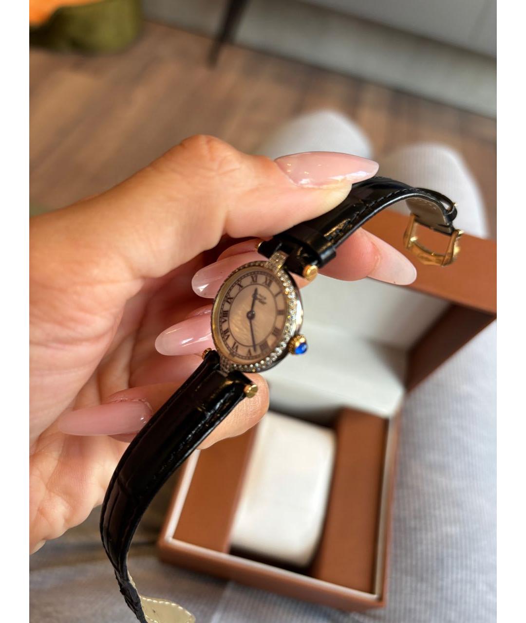 CARTIER Черные кожаные часы, фото 6