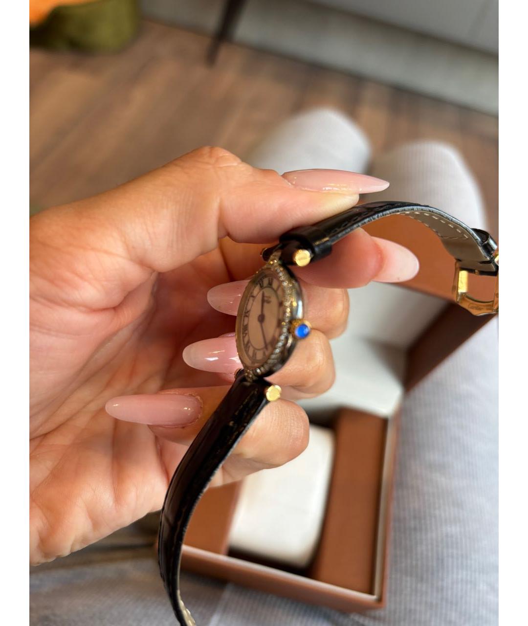 CARTIER Черные кожаные часы, фото 3