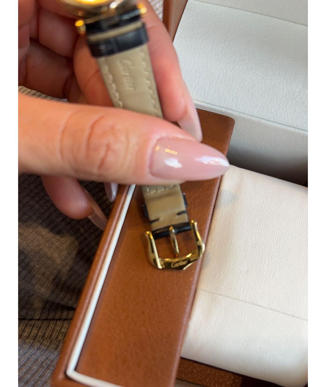 CARTIER Черные кожаные часы, фото 5