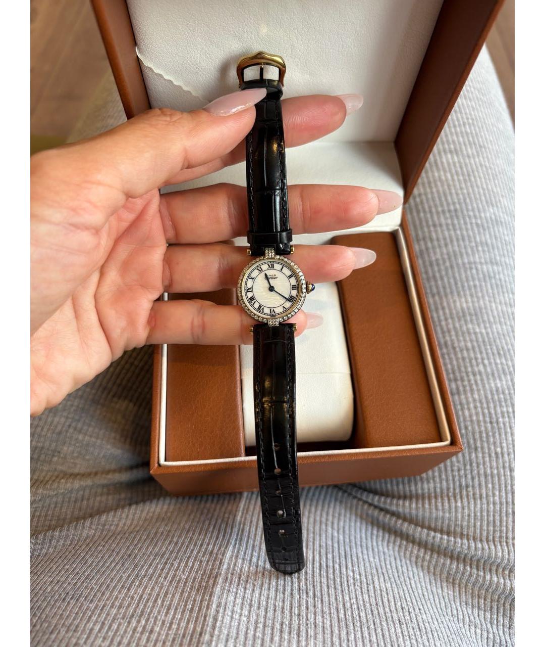 CARTIER Черные кожаные часы, фото 4