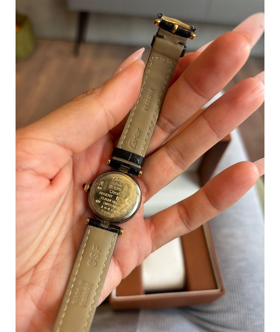 CARTIER Черные кожаные часы, фото 2