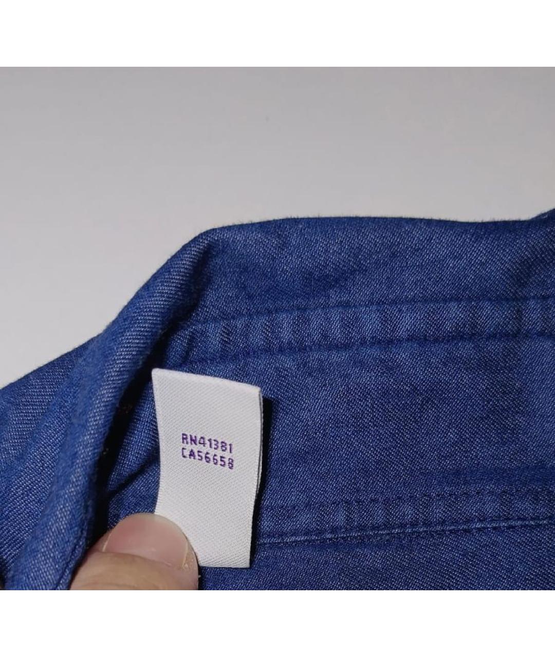 RALPH LAUREN PURPLE LABEL Темно-синяя хлопковая кэжуал рубашка, фото 4