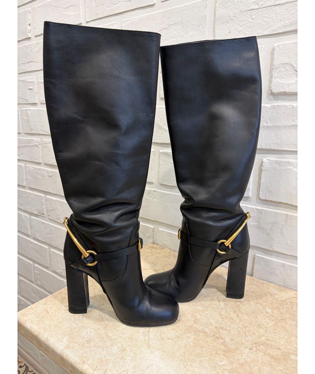 GUCCI Черные кожаные сапоги, фото 8