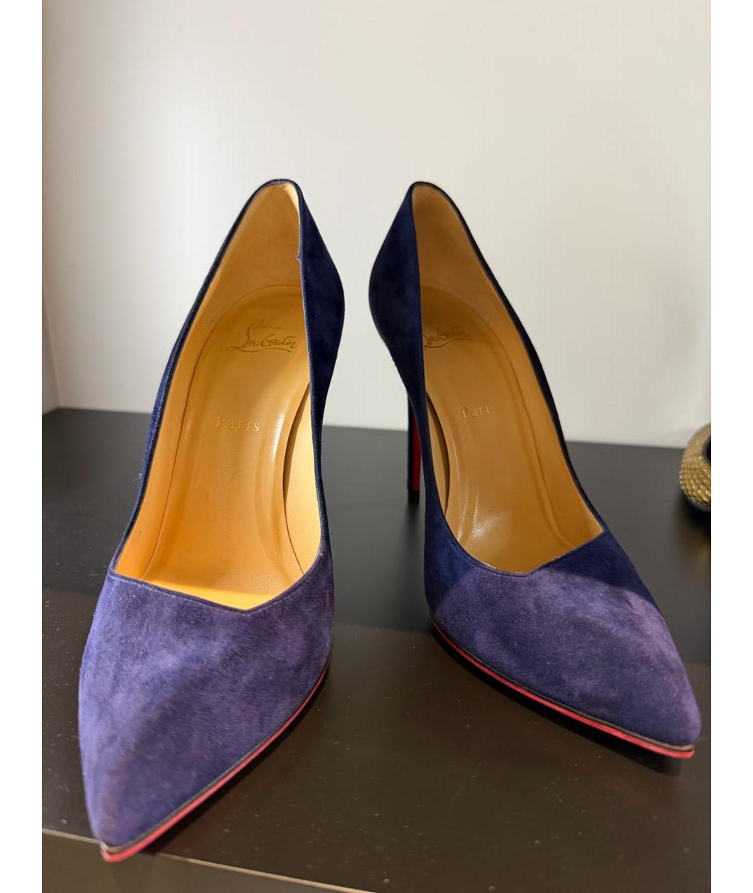 CHRISTIAN LOUBOUTIN Темно-синие замшевые туфли, фото 2