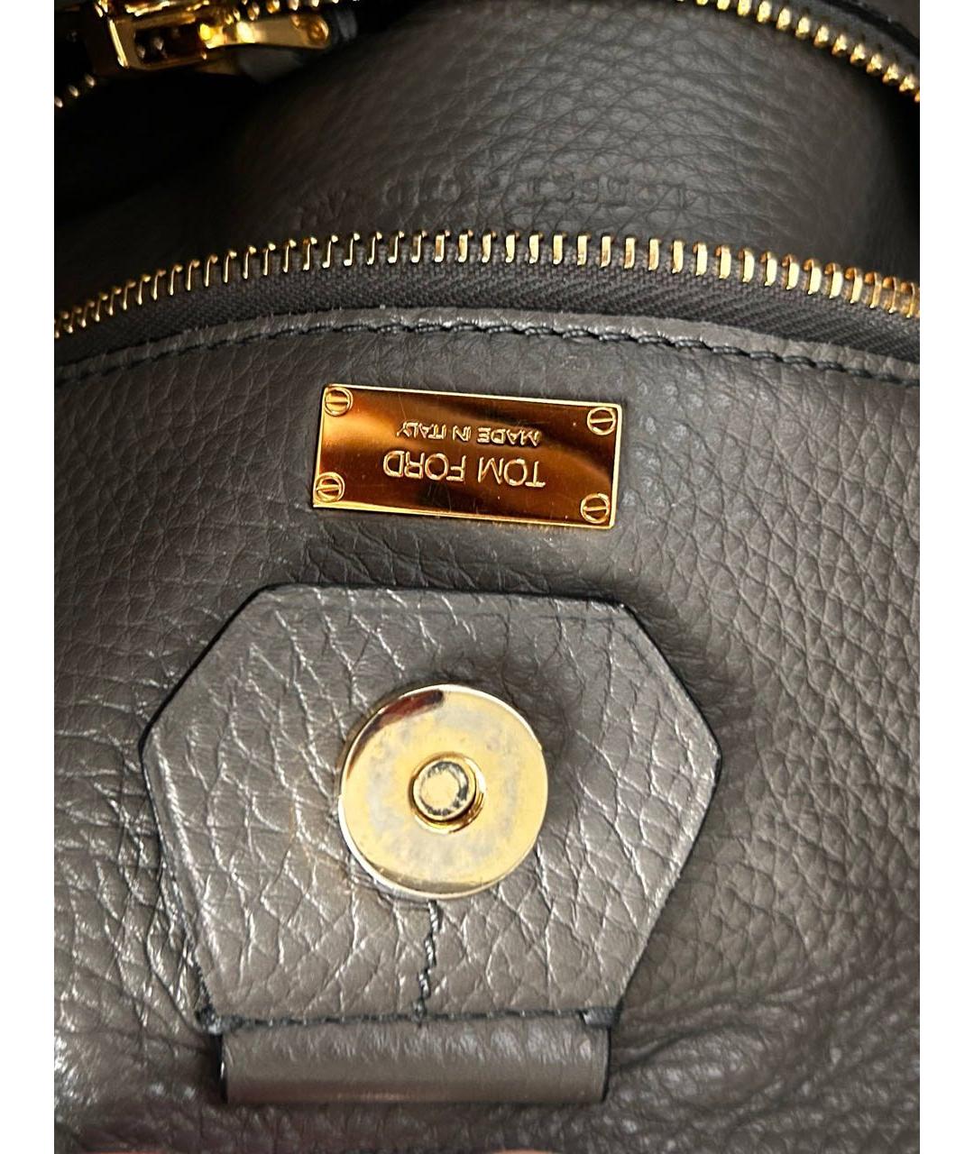 TOM FORD Антрацитовая кожаная сумка с короткими ручками, фото 5