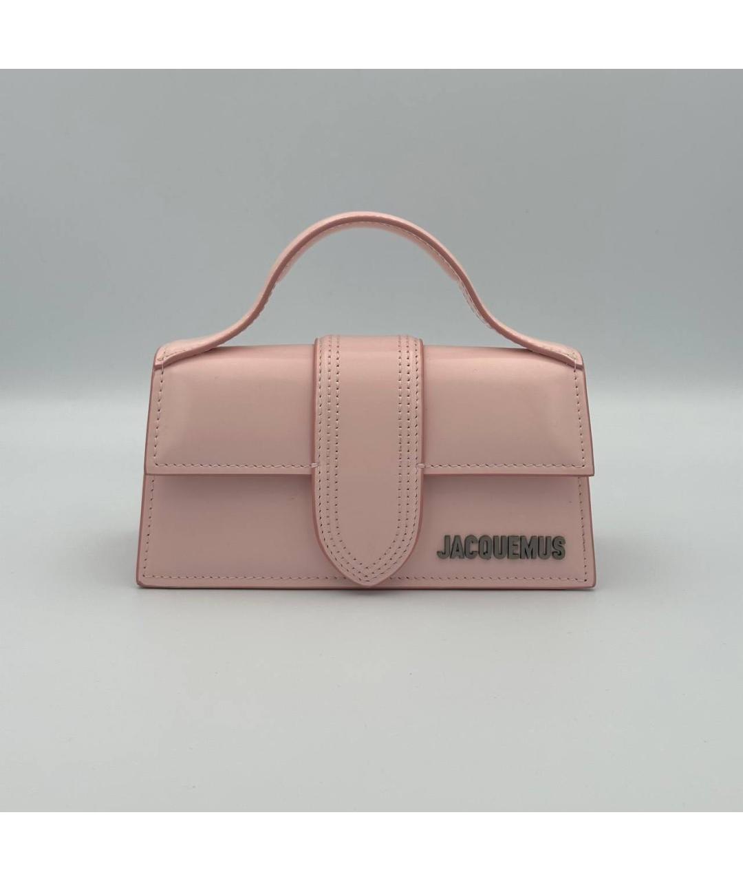 JACQUEMUS Розовая кожаная сумка с короткими ручками, фото 4