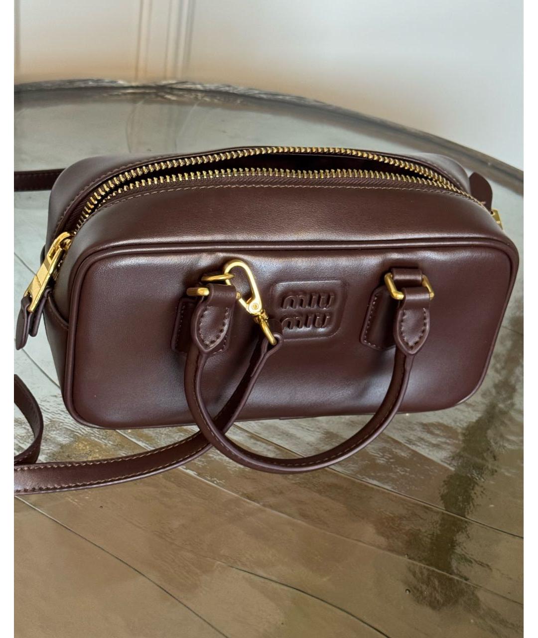 MIU MIU Бордовая кожаная сумка через плечо, фото 3