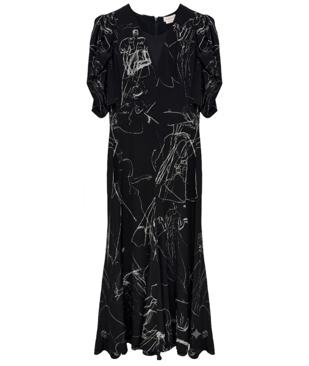 ALEXANDER MCQUEEN Черное шелковое коктейльное платье, фото 1