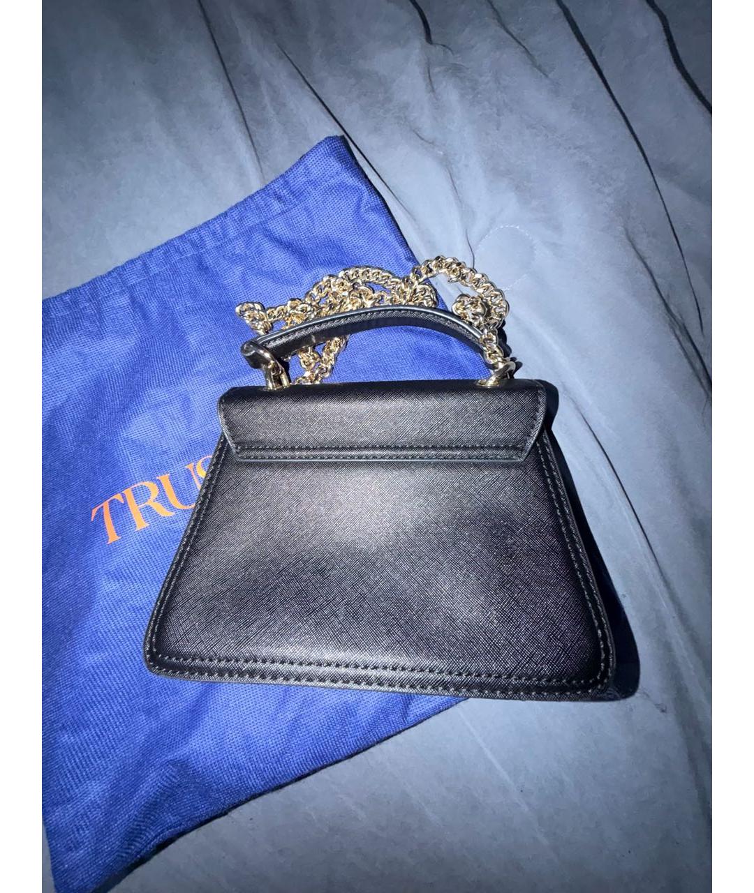 TRUSSARDI JEANS Черная сумка с короткими ручками из искусственной кожи, фото 3
