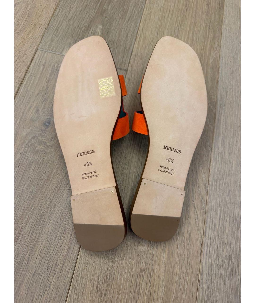 HERMES Кожаные шлепанцы, фото 4