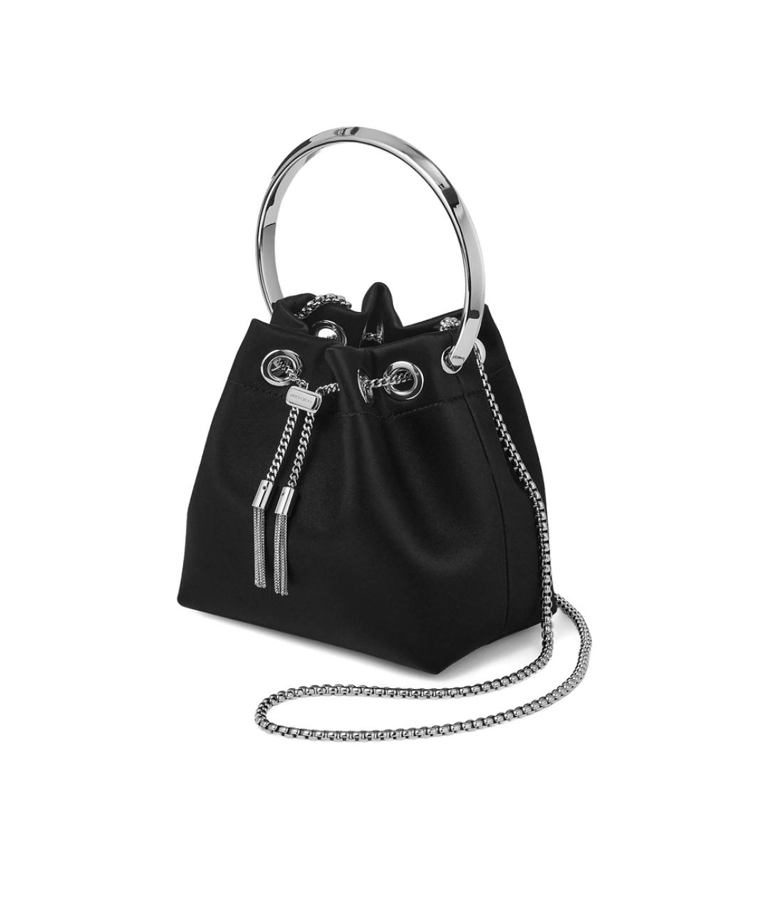 JIMMY CHOO Черная шелковая сумка с короткими ручками, фото 2