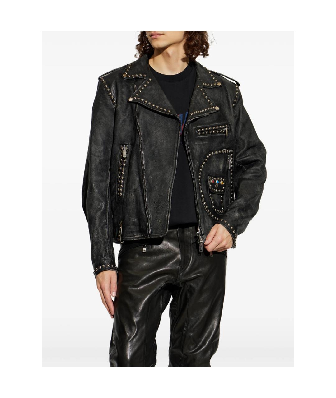 DSQUARED2 Черная кожаная куртка, фото 4