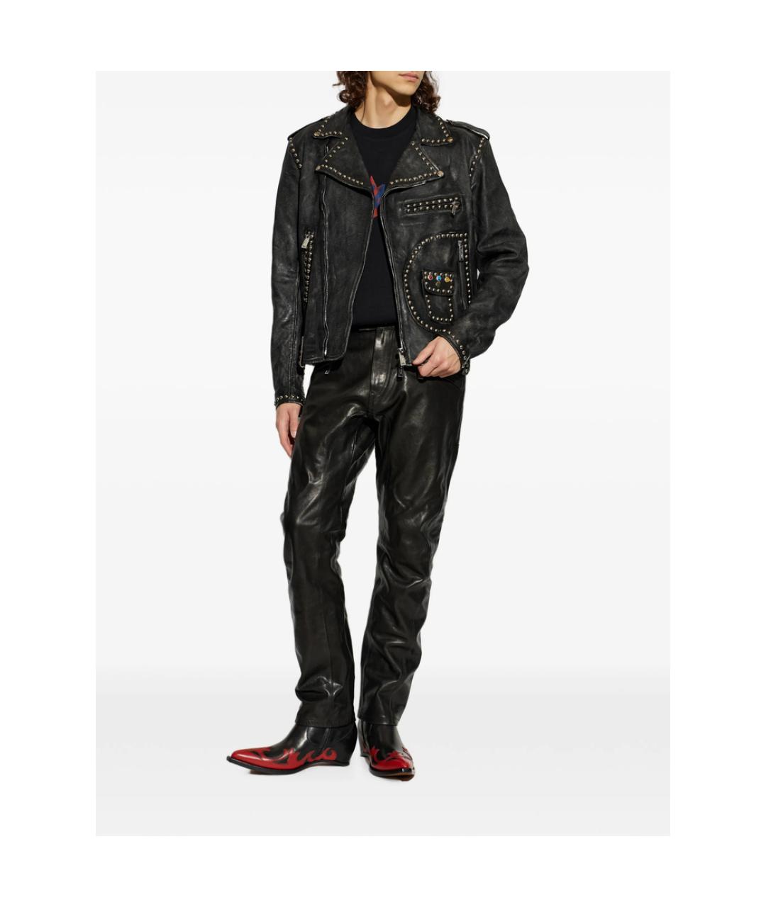 DSQUARED2 Черная кожаная куртка, фото 2