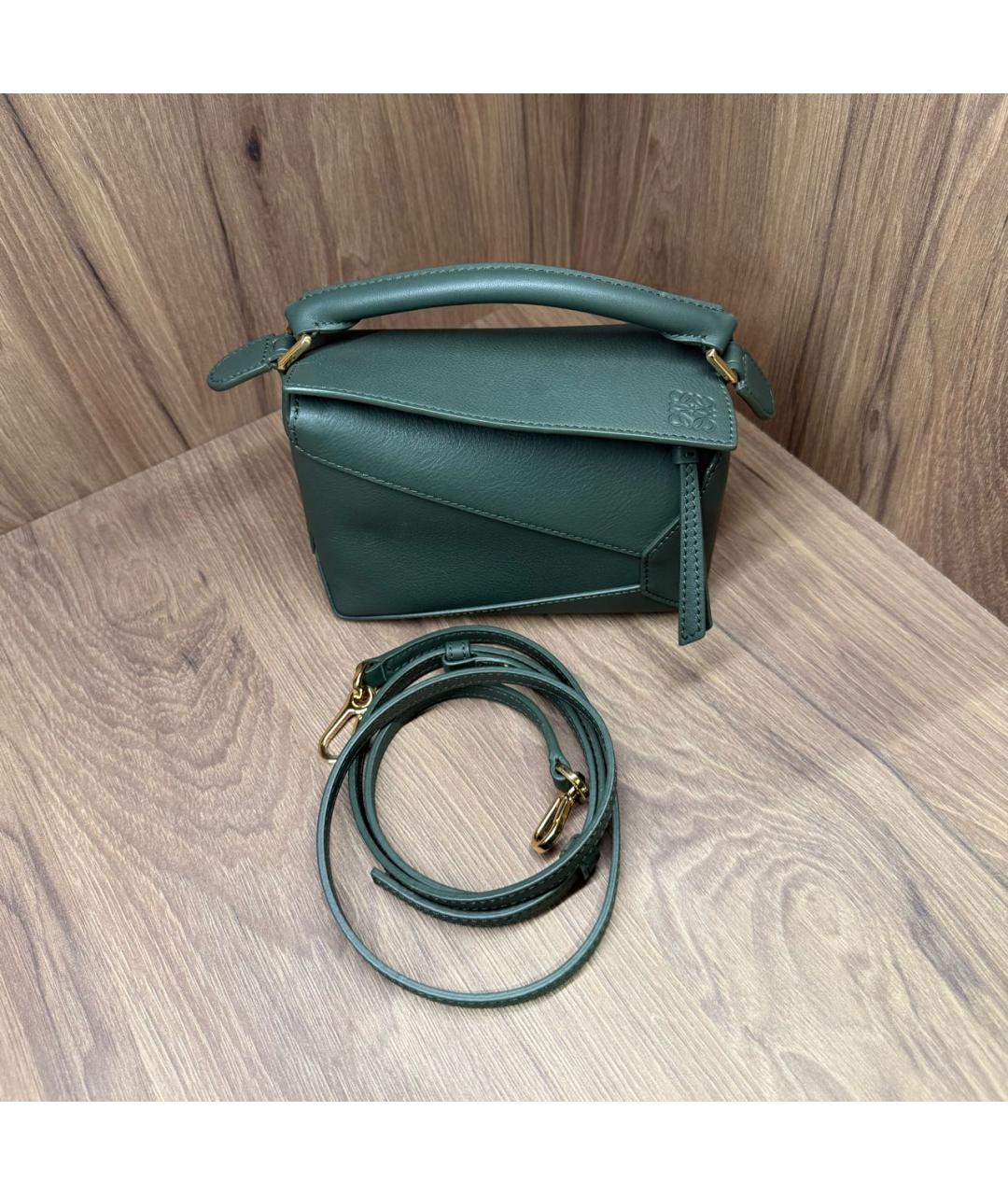 LOEWE Зеленая кожаная сумка через плечо, фото 4