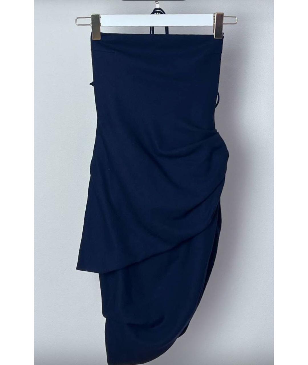 JACQUEMUS Темно-синее хлопко-эластановое коктейльное платье, фото 4