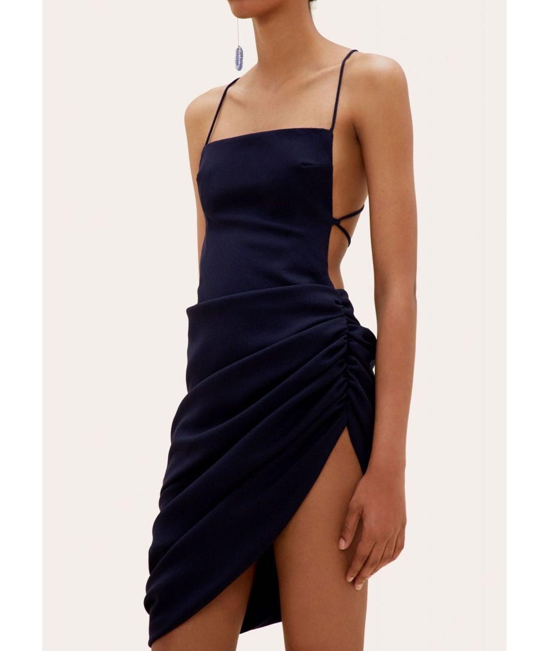 JACQUEMUS Темно-синее коктейльное платье, фото 4