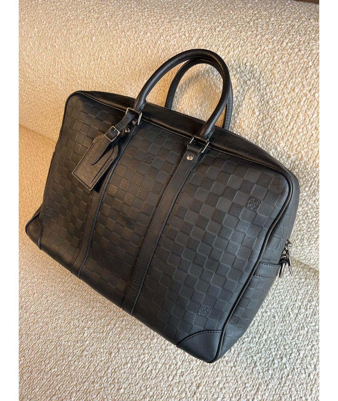 LOUIS VUITTON Черный кожаный портфель, фото 5