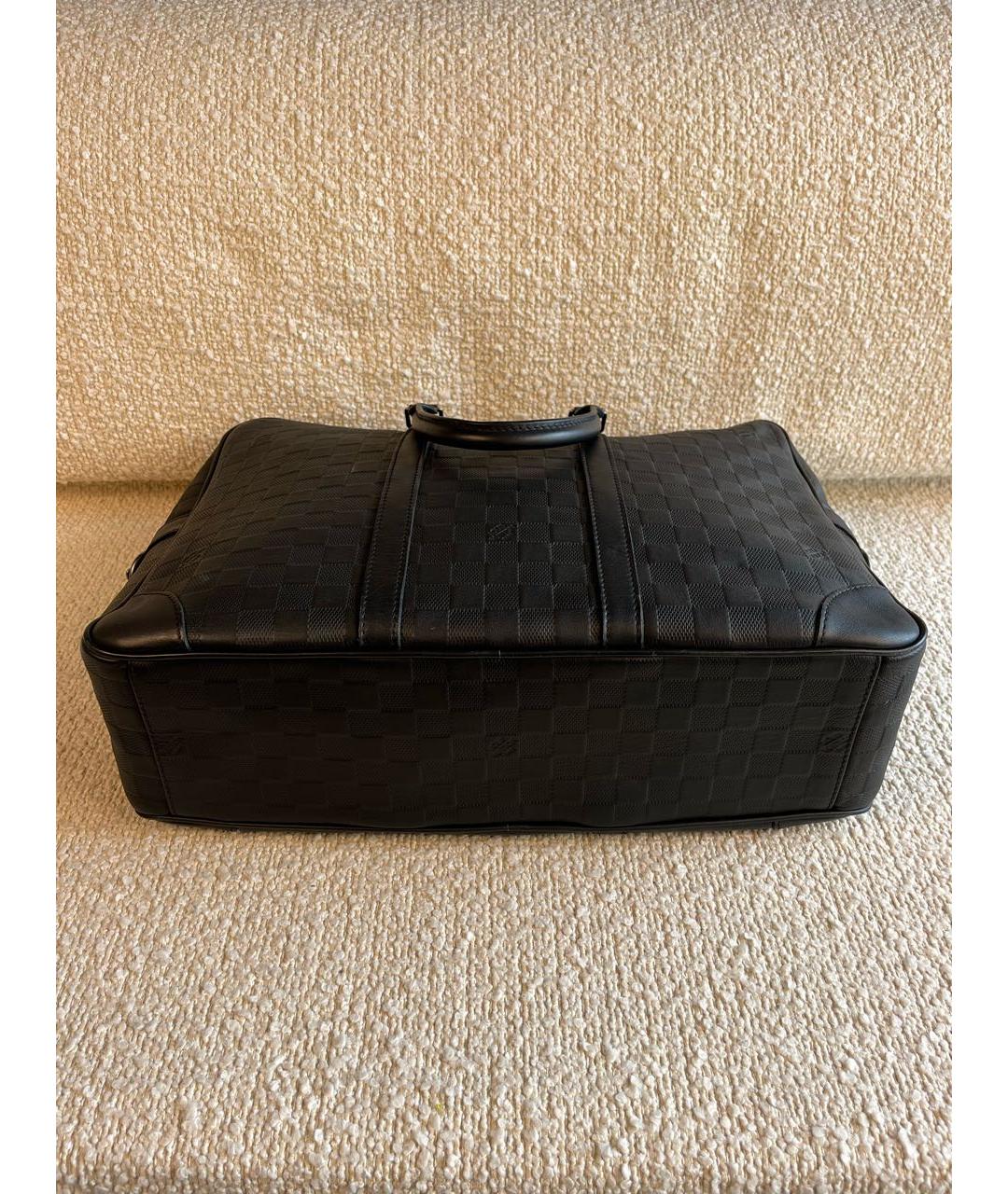 LOUIS VUITTON Черный кожаный портфель, фото 6