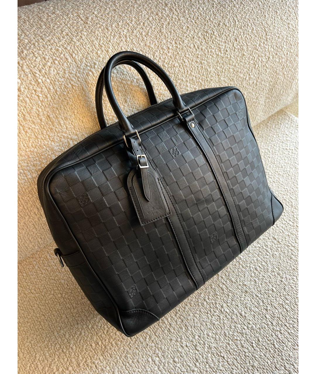 LOUIS VUITTON Черный кожаный портфель, фото 2