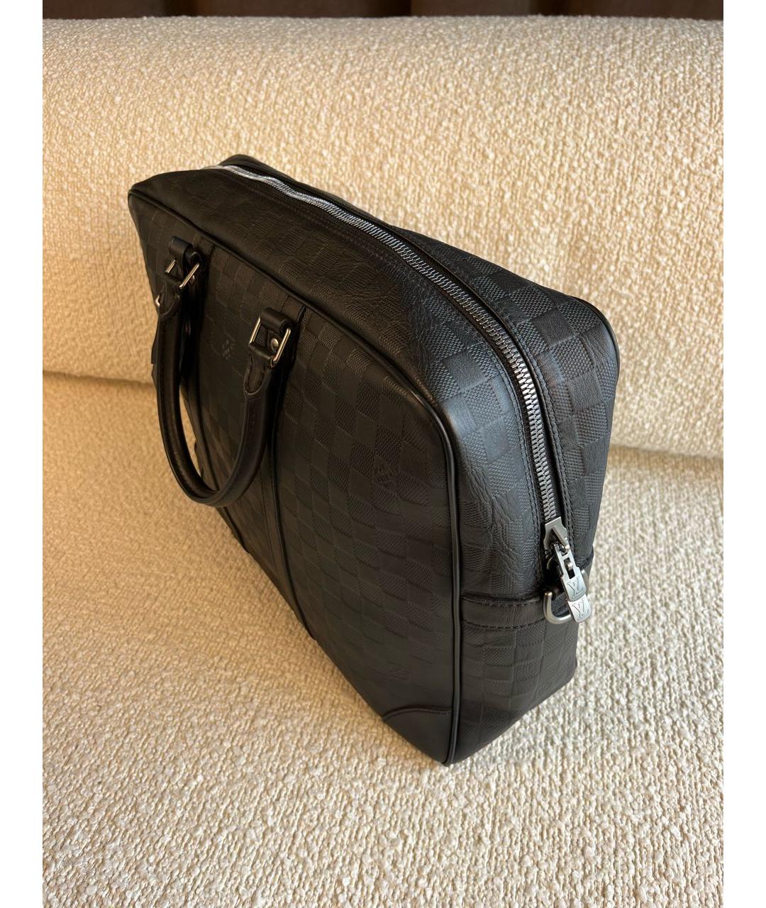 LOUIS VUITTON Черный кожаный портфель, фото 8
