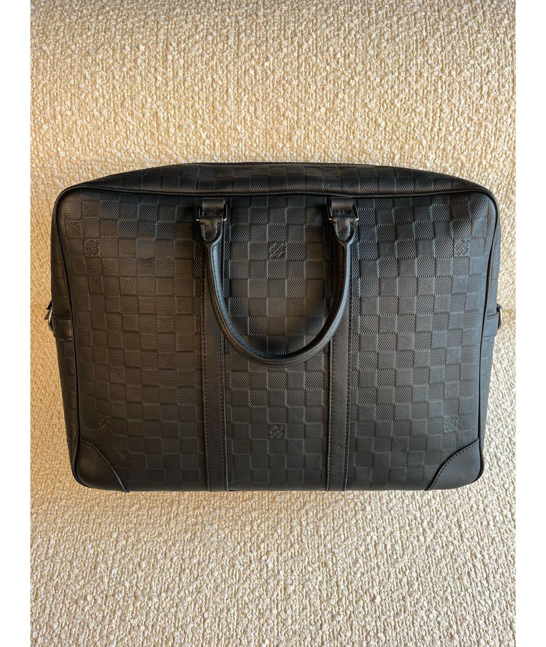 LOUIS VUITTON Черный кожаный портфель, фото 3