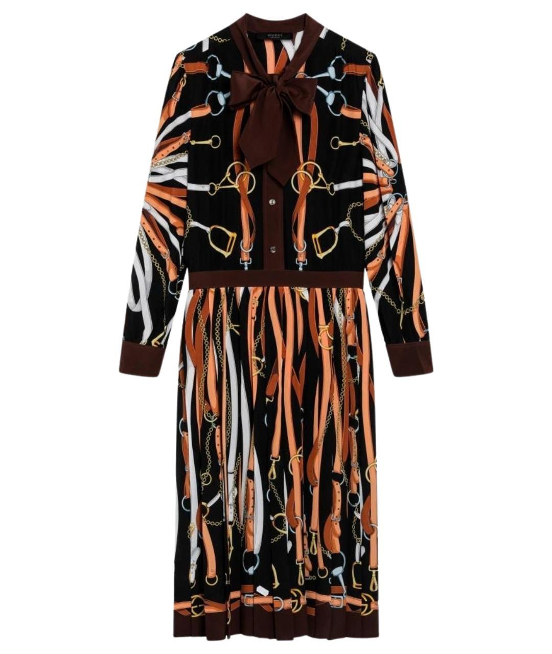 GUCCI Черное шелковое повседневное платье, фото 1