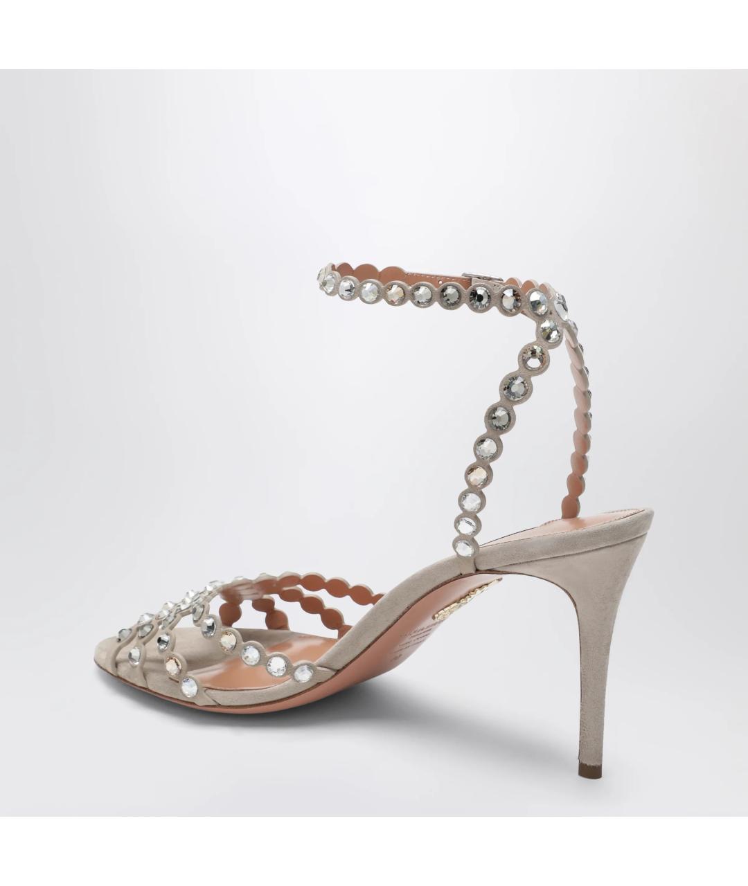 AQUAZZURA Серые кожаные босоножки, фото 2