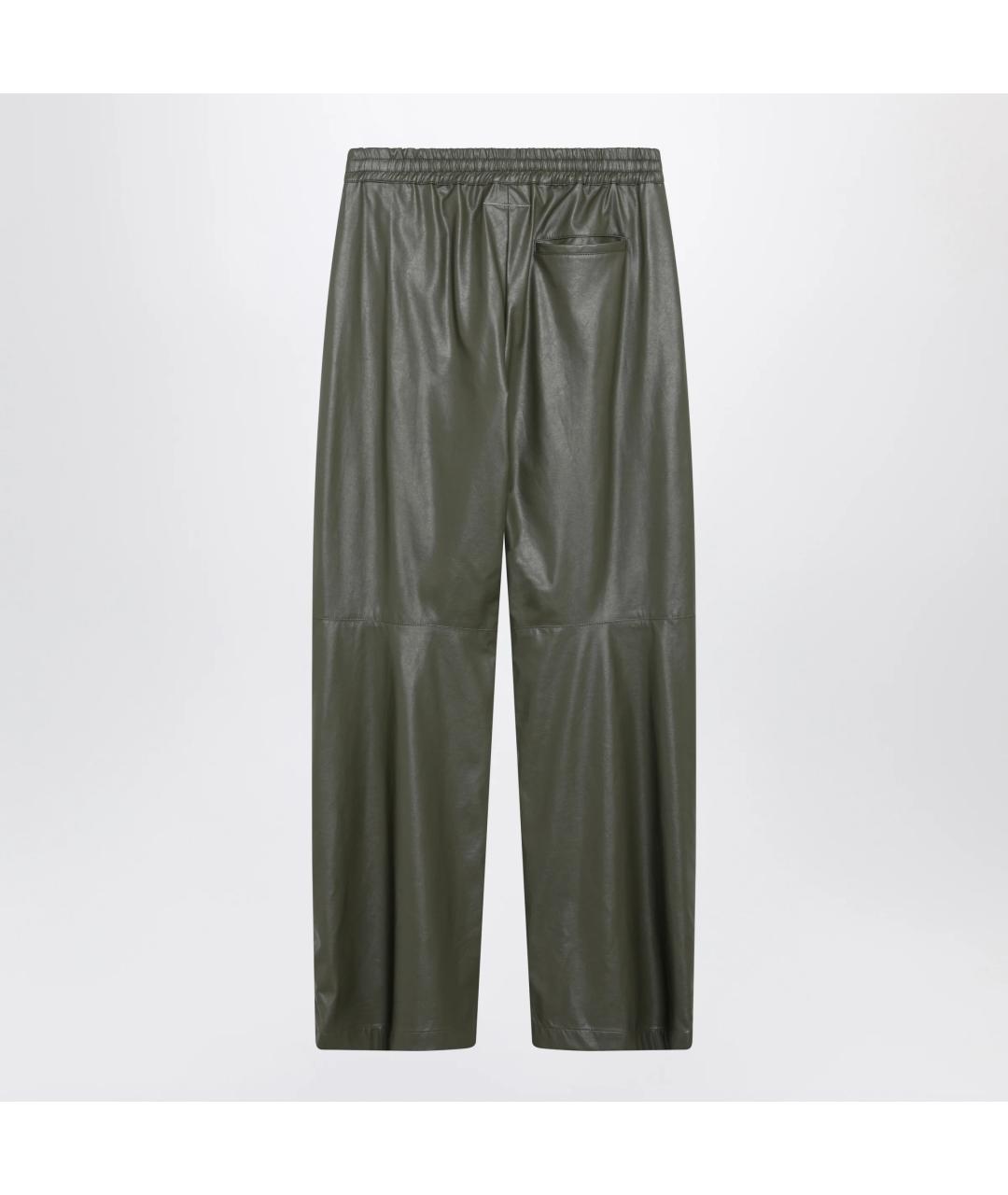 MM6 MAISON MARGIELA Зеленые полиэстеровые прямые брюки, фото 2