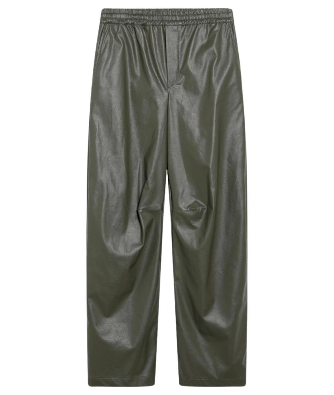 MM6 MAISON MARGIELA Зеленые полиэстеровые прямые брюки, фото 1