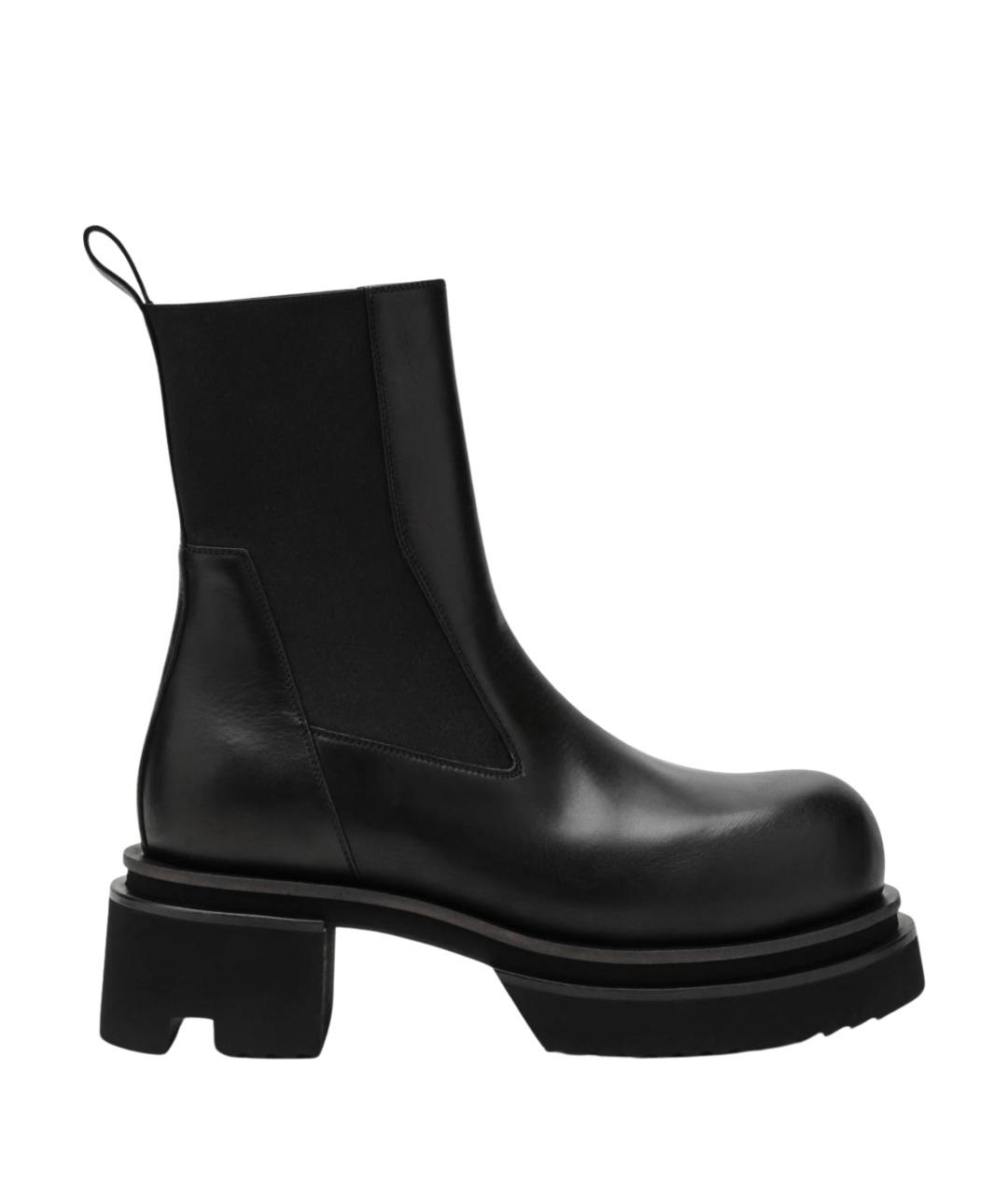 RICK OWENS Черные кожаные высокие ботинки, фото 1
