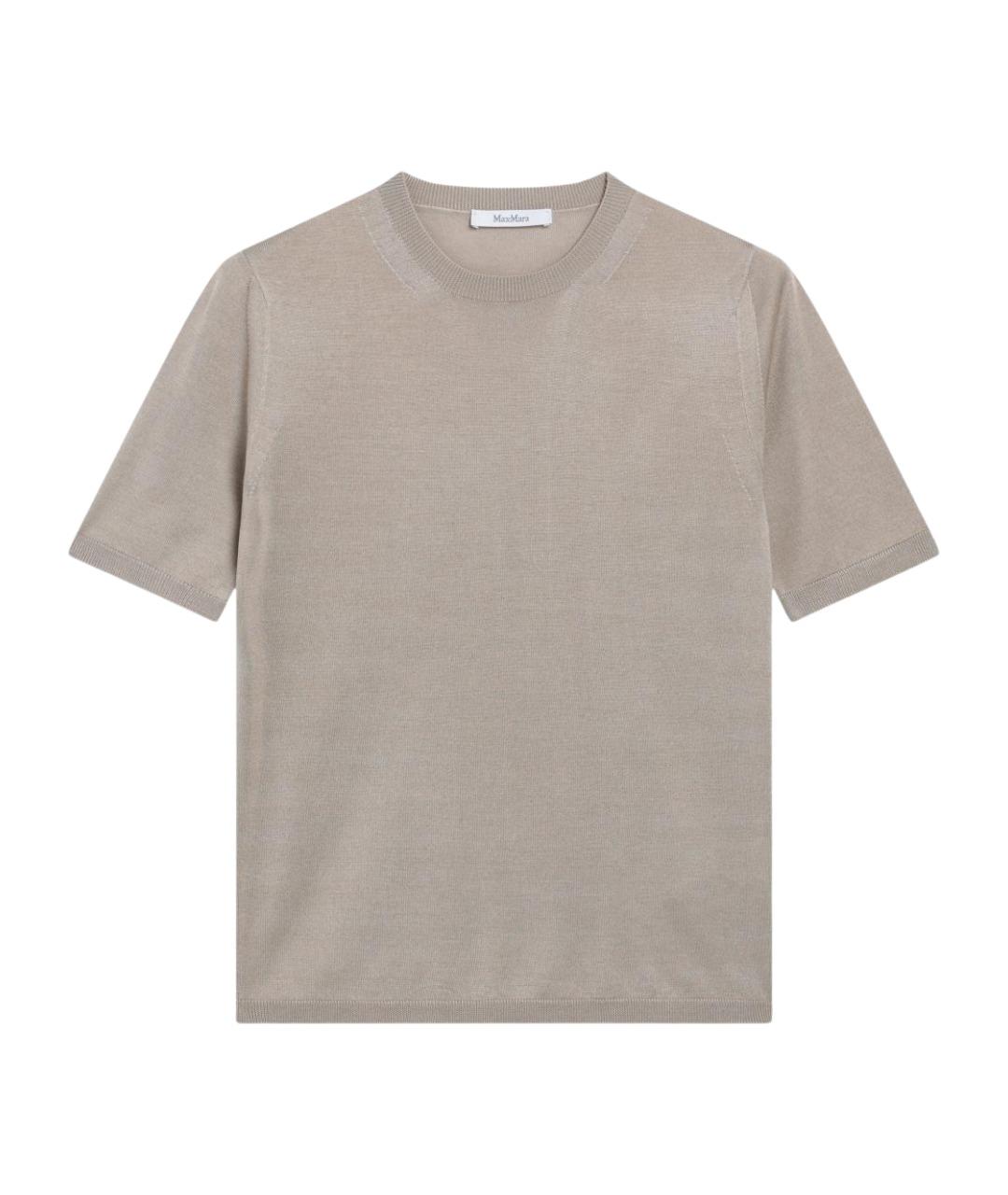 MAX MARA Бежевая кашемировая футболка, фото 1