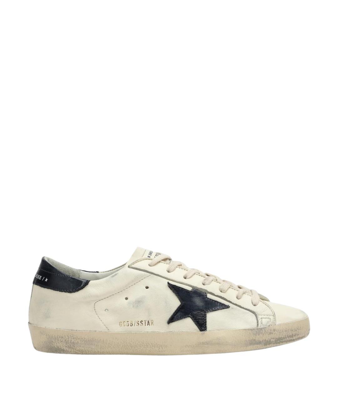 GOLDEN GOOSE Белые кожаные низкие кроссовки / кеды, фото 1