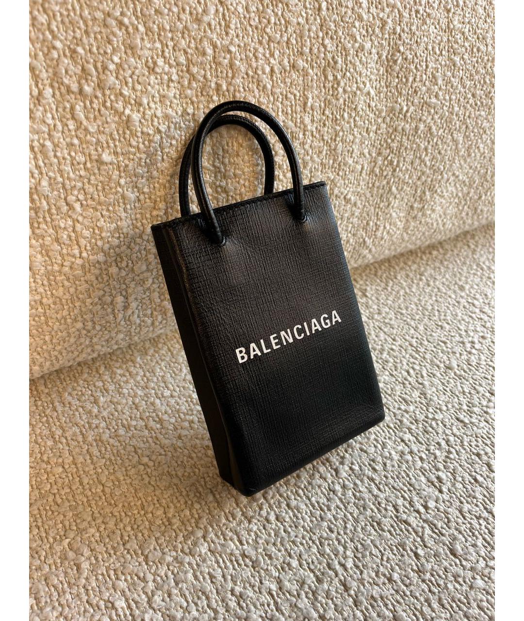 BALENCIAGA Черная кожаная сумка с короткими ручками, фото 2