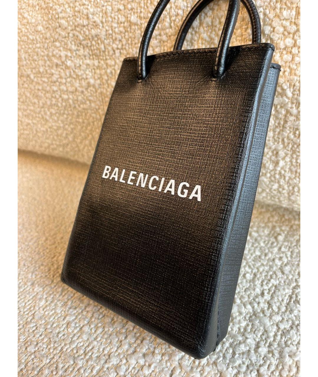 BALENCIAGA Черная кожаная сумка с короткими ручками, фото 8