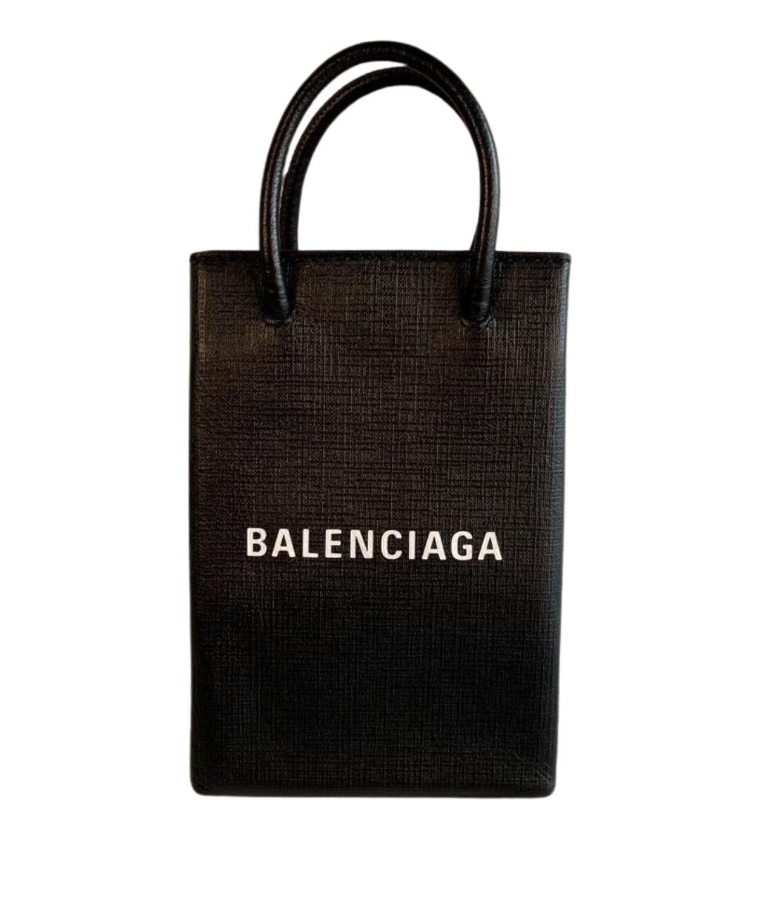 BALENCIAGA Черная кожаная сумка с короткими ручками, фото 1