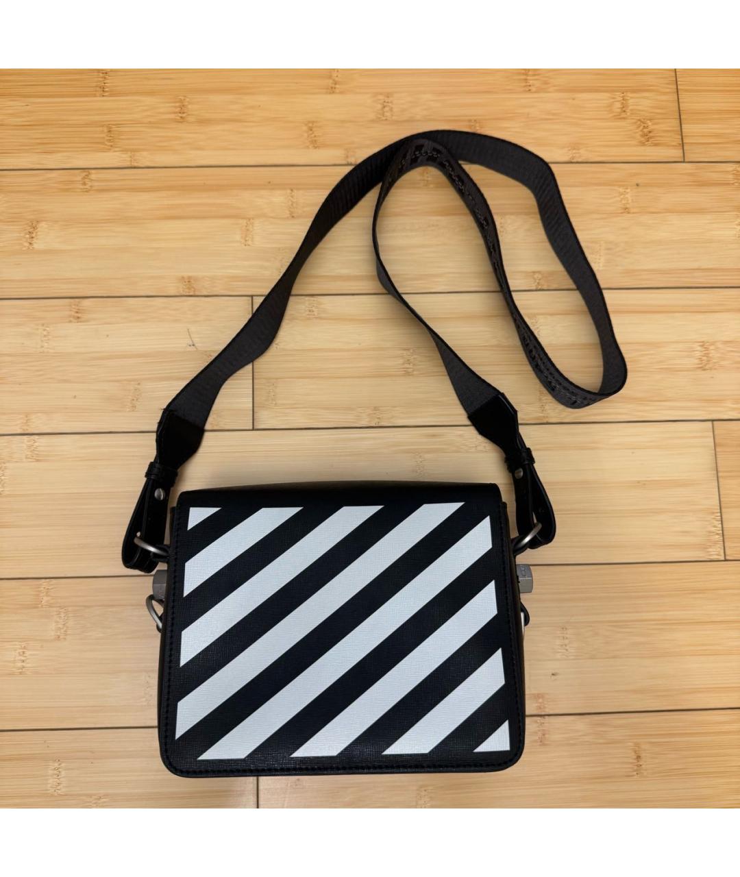 OFF-WHITE Черная кожаная сумка через плечо, фото 8