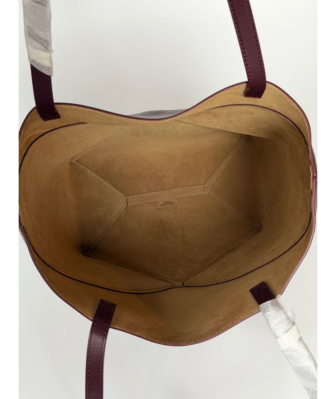 LOEWE Бордовая кожаная сумка тоут, фото 4