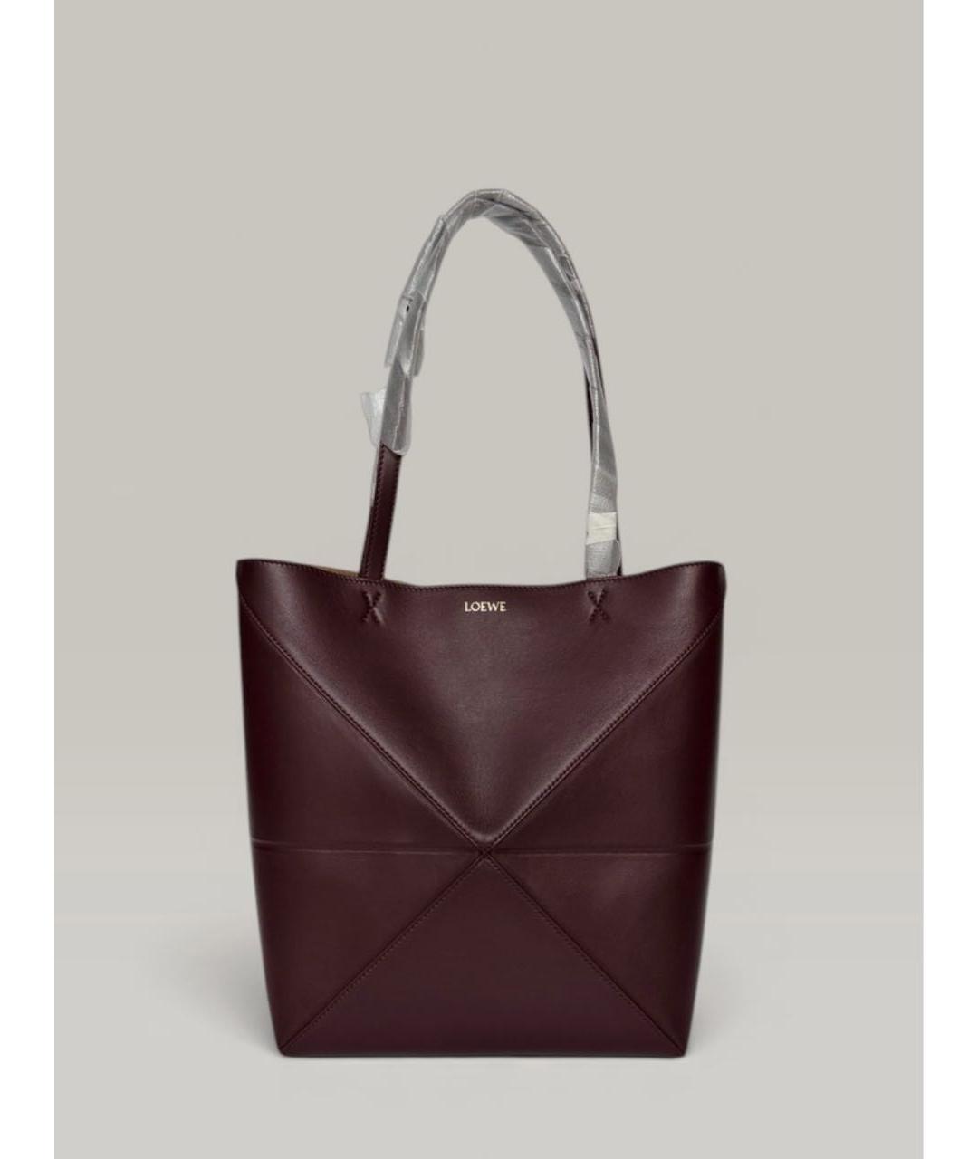 LOEWE Бордовая кожаная сумка тоут, фото 9